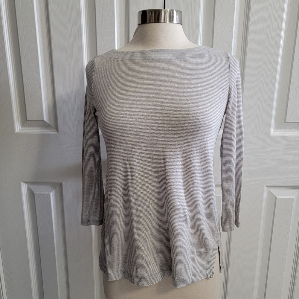 Eileen Fisher Organic Cotton Long Sleeve T-Shirt Gray Women’s XXS